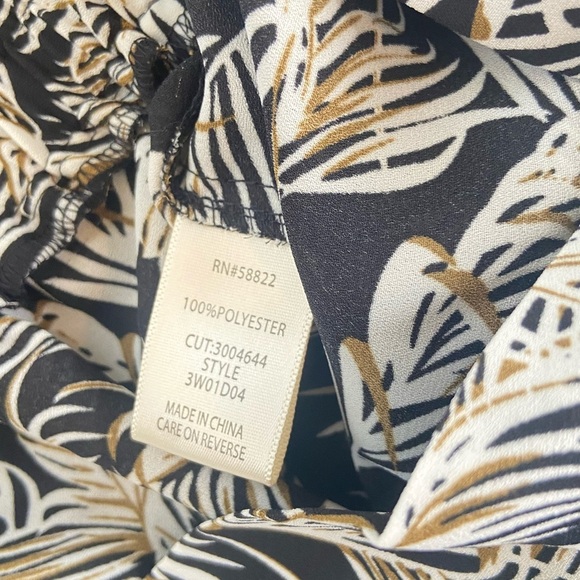 Max Studio Tropical Floral Wide Leg Crop Pants Size 2X Black Cream Pull On NWT - Picture 11 of 12